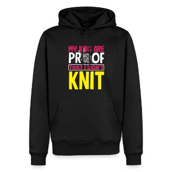 Drôle de tricot à l’aiguille à tricoter cadeau - Sweat à capuche Premium bio Homme - noir - Devant - Nico (187cm)