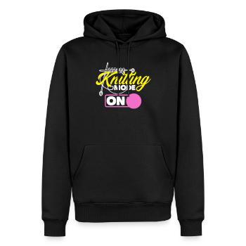 Drôle de tricot à l’aiguille à tricoter cadeau - Sweat à capuche Premium bio Homme - noir - Devant - Nico (187cm)