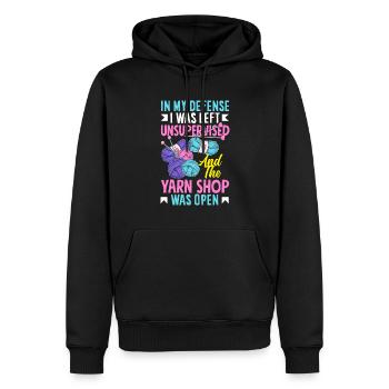 Drôle de tricot à l’aiguille à tricoter cadeau - Sweat à capuche Premium bio Homme - noir - Devant - Nico (187cm)