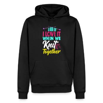 Funny Knitting Knitting Needle Gift - Men’s Premium Organic Hoodie - black - Front - Nico (187cm)