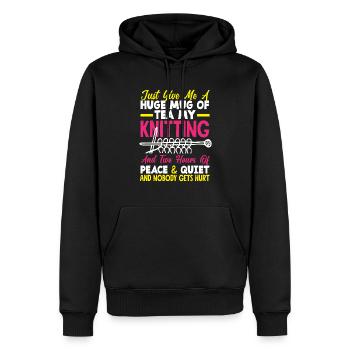 Drôle de tricot à l’aiguille à tricoter cadeau - Sweat à capuche Premium bio Homme - noir - Devant - Nico (187cm)