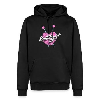 Drôle de tricot à l’aiguille à tricoter cadeau - Sweat à capuche Premium bio Homme - noir - Devant - Nico (187cm)