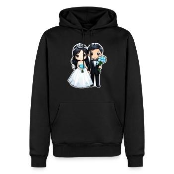 just married - pour mariage - Sweat à capuche Premium bio Homme - noir - Devant - Nico (187cm)