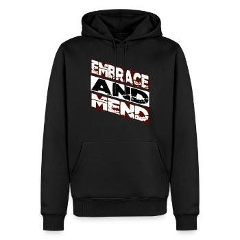 Réseau de soutien Relations de soutien Heureux - Sweat à capuche Premium bio Homme - noir - Devant - Nico (187cm)