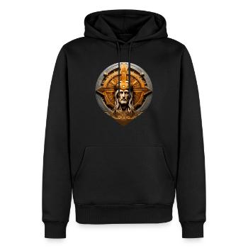 JESUS - Sweat à capuche Premium bio Homme - noir - Devant - Nico (187cm)