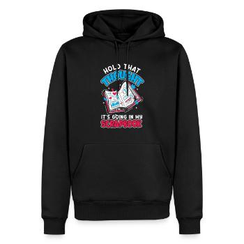 Erinnerungsbuch Scrapbook Sammelalbum Einklebebuch - Männer Premium Bio Hoodie - Schwarz - Vorne - Nico (187cm)