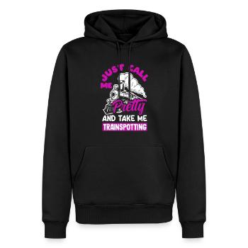 Drôle de Train amant Trains Locomotive cadeau - Sweat à capuche Premium bio Homme - noir - Devant - Nico (187cm)