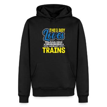 Drôle de Train amant Trains Locomotive cadeau - Sweat à capuche Premium bio Homme - noir - Devant - Nico (187cm)