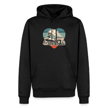 Drôle de Train amant Trains Locomotive cadeau - Sweat à capuche Premium bio Homme - noir - Devant - Nico (187cm)