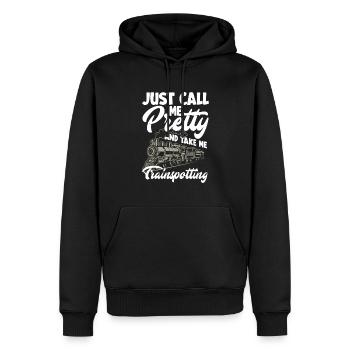 Drôle de Train amant Trains Locomotive cadeau - Sweat à capuche Premium bio Homme - noir - Devant - Nico (187cm)