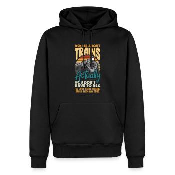 Drôle de Train amant Trains Locomotive cadeau - Sweat à capuche Premium bio Homme - noir - Devant - Nico (187cm)