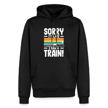 Drôle de Train amant Trains Locomotive cadeau - Sweat à capuche Premium bio Homme - noir - Devant - Nico (187cm)