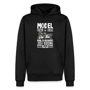 Drôle de Train amant Trains Locomotive cadeau - Sweat à capuche Premium bio Homme - noir - Devant - Nico (187cm)