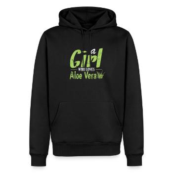Une fille qui aime la plante médicinale d’aloe vera - Sweat à capuche Premium bio Homme - noir - Devant - Nico (187cm)