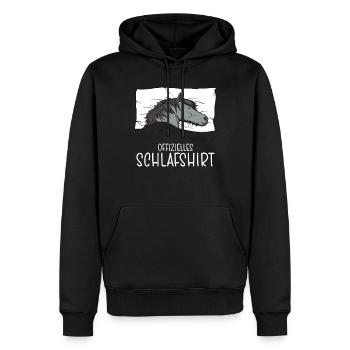 Chemise de nuit officielle Pyjama cheval islandais - Sweat à capuche Premium bio Homme - noir - Devant - Nico (187cm)