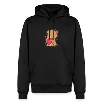 Ours Avec Coeur, Animal, Forêt - Sweat à capuche Premium bio Homme - noir - Devant - Nico (187cm)