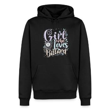 Fille qui aime le billard - Sweat à capuche Premium bio Homme - noir - Devant - Nico (187cm)