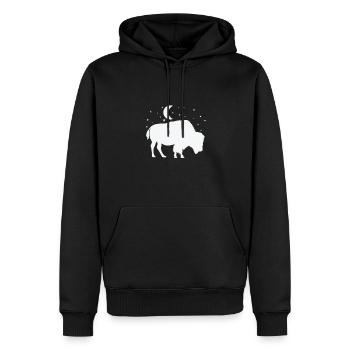 Bison in the moonlight - Men’s Premium Organic Hoodie - black - Front - Nico (187cm)
