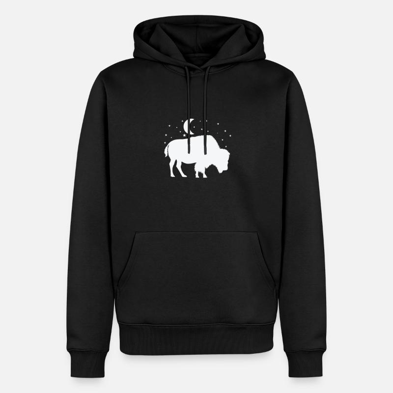 Bison au clair de lune - Sweat à capuche Premium bio Homme - noir