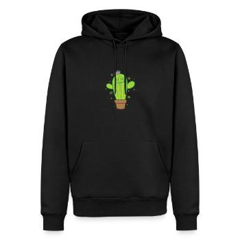 Kaktus Pflanze freut sich - Männer Premium Bio Hoodie - Schwarz - Vorne - Nico (187cm)