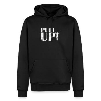 Pull Up Calisthenics Fitness - Männer Premium Bio Hoodie - Schwarz - Vorne - Nico (187cm)