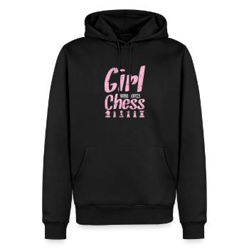Girl Who Loves Chess, Chess, Brain Teaser - Men’s Premium Organic Hoodie - black - Front - Nico (187cm)