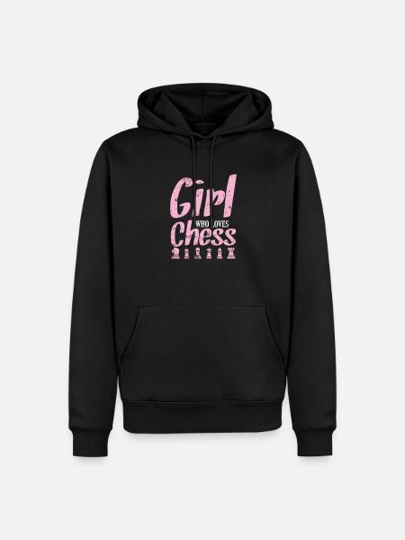 Fille Qui Aime Les Échecs, Échecs, Casse-Tête - Sweat à capuche Premium bio Homme - noir