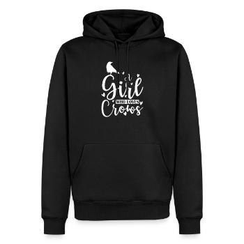 A Girl who loves Crows Rabe Krähe - Männer Premium Bio Hoodie - Schwarz - Vorne - Nico (187cm)