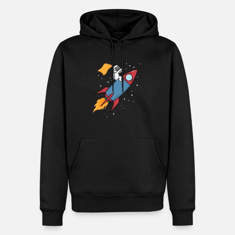 Astronaute sur une fusée - Sweat à capuche Premium bio Homme - noir