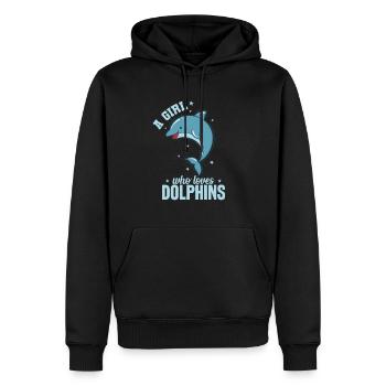 A Girl Who Loves Dolphins Sea Dolphin - Men’s Premium Organic Hoodie - black - Front - Nico (187cm)