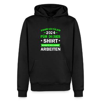 Apprenti conducteur 2024 Cadeau Permis de conduire Drôle - Sweat à capuche Premium bio Homme - noir - Devant - Nico (187cm)