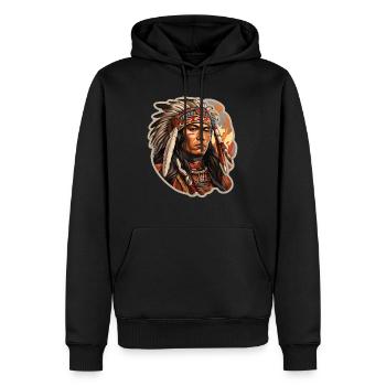 Amérindien - Sweat à capuche Premium bio Homme - noir - Devant - Nico (187cm)