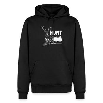 Chasse au cerf Chasse aux animaux sauvages - Sweat à capuche Premium bio Homme - noir - Devant - Nico (187cm)
