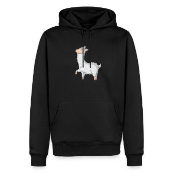 Happy, relaxed llama - Men’s Premium Organic Hoodie - black - Front - Nico (187cm)
