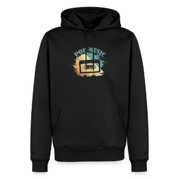 Cassette de musique pop R’n’B - Sweat à capuche Premium bio Homme - noir - Devant - Nico (187cm)