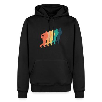 Retro Football Sport Spieler - Männer Premium Bio Hoodie - Schwarz - Vorne - Nico (187cm)
