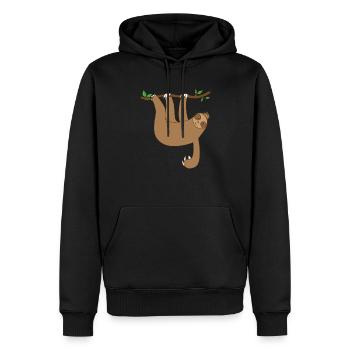Faultier hängt am Baum - Männer Premium Bio Hoodie - Schwarz - Vorne - Nico (187cm)