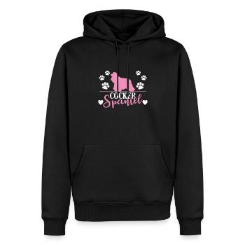 Cocker Spaniel with Paw Print - Men’s Premium Organic Hoodie - black - Front - Nico (187cm)