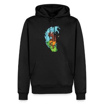 Bulle surft auf einem Dollarschein - Männer Premium Bio Hoodie - Schwarz - Vorne - Nico (187cm)