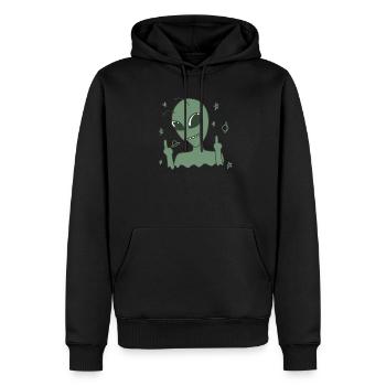 Außerirdische zeigt Mittelfinger - Männer Premium Bio Hoodie - Schwarz - Vorne - Nico (187cm)