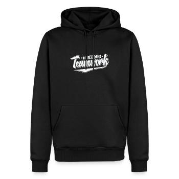 Le roi du travail d’équipe - Sweat à capuche Premium bio Homme - noir - Devant - Nico (187cm)