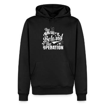 The Brain Behind the Operation - Men’s Premium Organic Hoodie - black - Front - Nico (187cm)