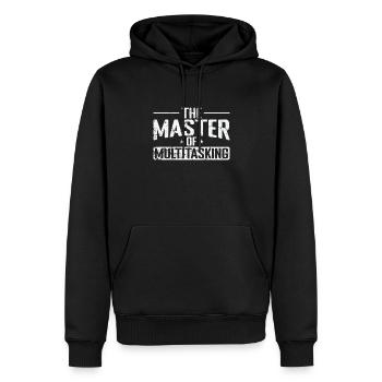 The Master of Multitasking - Männer Premium Bio Hoodie - Schwarz - Vorne - Nico (187cm)