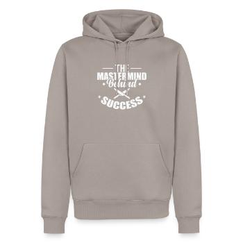 The Mastermind Behind Success - Männer Premium Bio Hoodie - Taupe - Vorne - Nico (187cm)