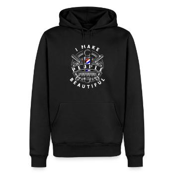Barber Homme Coiffeur Coiffeur - Sweat à capuche Premium bio Homme - noir - Devant - Nico (187cm)