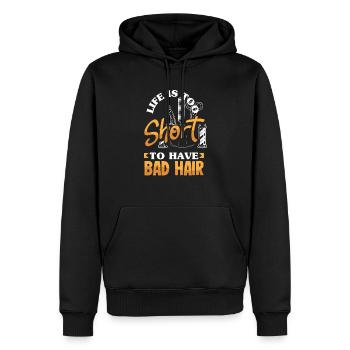 Barber Homme Coiffeur Coiffeur - Sweat à capuche Premium bio Homme - noir - Devant - Nico (187cm)
