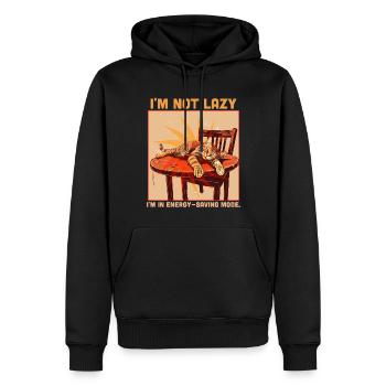 Chat paresseux Humour Mode d’économie d’énergie Citation amusante - Sweat à capuche Premium bio Homme - noir - Devant - Nico (187cm)