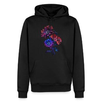 Lebendige Blumenkunst auf dunklem Hintergrund schön - Männer Premium Bio Hoodie - Schwarz - Vorne - Nico (187cm)