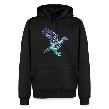 Illustration artistique de pigeon à rayons X en vol - Sweat à capuche Premium bio Homme - noir - Devant - Nico (187cm)