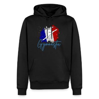 Gymnastique Francaise - French gymnastic sport - Sweat à capuche Premium bio Homme - noir - Devant - Nico (187cm)